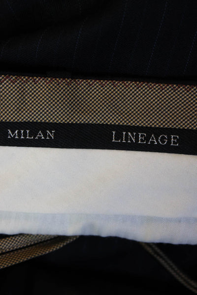 Lineage Milan New York Mens Wool Pinstripe Dress Pants Navy Blue Size 43S