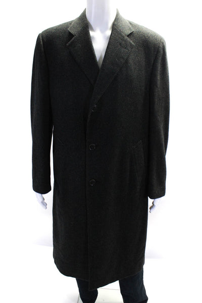 Pal Zileri Mens Dark Gray Three Button Long Sleeve Wool Trench Coat Size 52