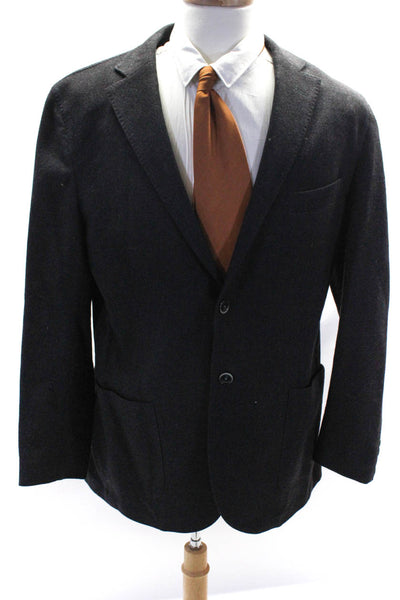 Saks Fifth Avenue Mens Dark Gray Two Button Long Sleeve Jacket Size 42