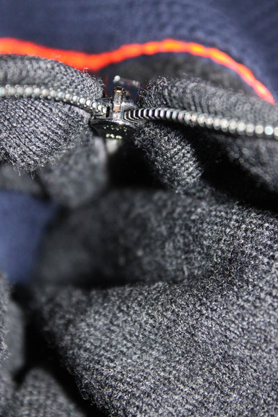 Fendi Womens Wool Quarter Zip Textured Knit Short Sleeve Dress Gray Blue Size 40