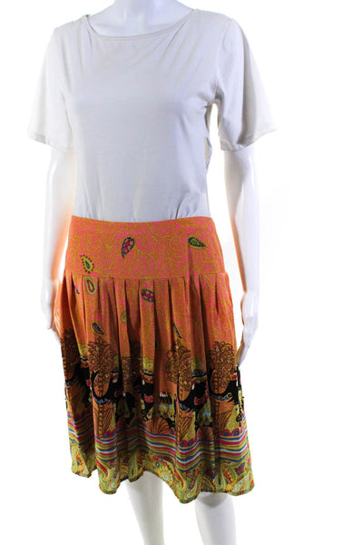 Nanette Lepore Womens Silk Paisley Print A Line Skirt Multi Colored Size 6