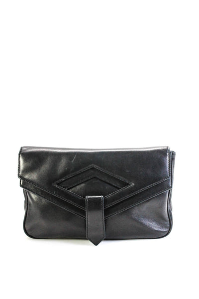 Lai Womens Leather Layered Fold Over Magnetic Clutch Handbag Black Small