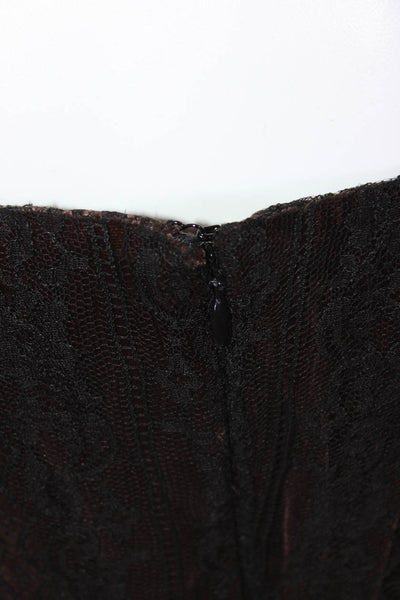 Anna B Womens Velvet Lace Off The Shoulder V Neck Long Dress Brown Black Size 12