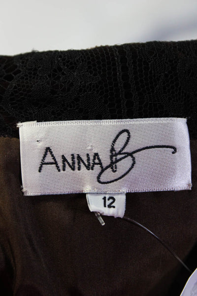 Anna B Womens Velvet Lace Off The Shoulder V Neck Long Dress Brown Black Size 12