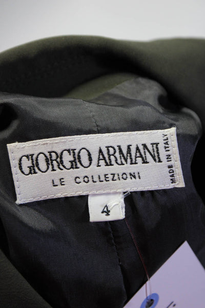 Giorgio Armani Le Collezioni Womens Green Two Button Long Sleeve Blazer Size 4