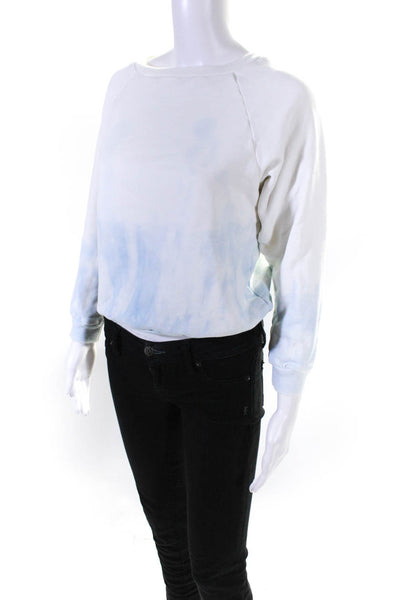 Nili Lotan Womens Blue Cotton Tie Dye Crew Neck Pullover Sweater Top Size XS