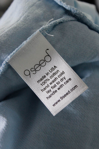 9seed Womens Cotton Collared 3/4 Sleeve Drop Waist Mini Dress Light Blue Size PS
