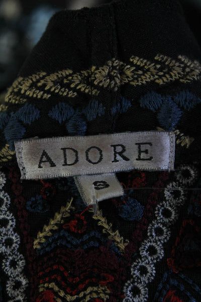 Adore Womens Velvet Embroidered Long Sleeve Open Cardigan Multicolor Size S