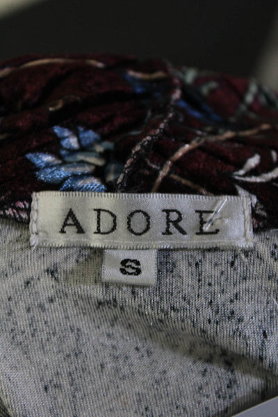 Adore Womens Velvet Floral Print Sleeveless Open Cardigan Multicolor Size S