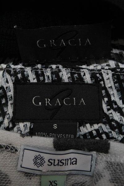 Gracia Susina Womens Crewneck Blouses Blouson Dress Black White Size S XS Lot 3