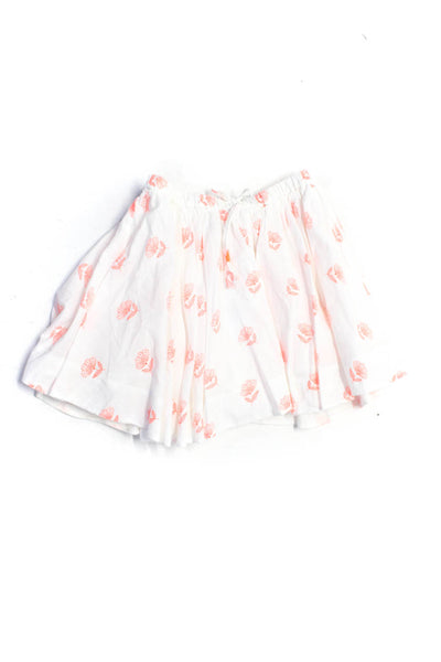 Bonpoint Childrens Girls Floral Drawstring Mini Circle Skirt White Orange Size 6