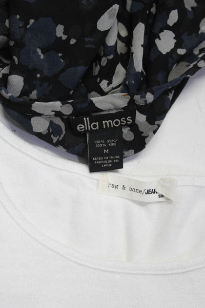 Rag & Bone Ella Moss Womens Silk Spotted Cold Shoulder tops Blue Size S M Lot 2