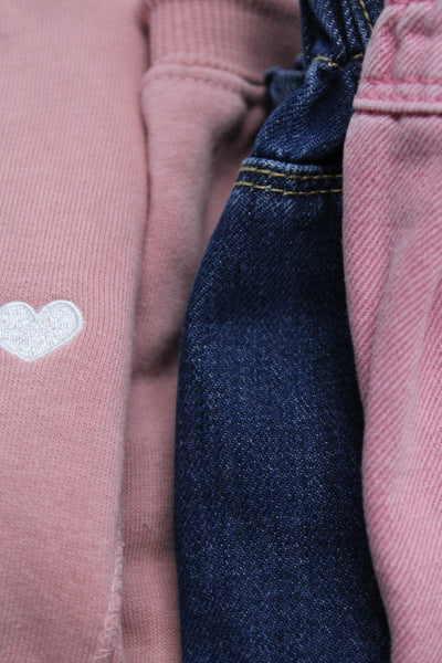 Zara Girls Cotton Denim Shorts Sweat Suit Pink Blue Size 18-24 Months Lot 3