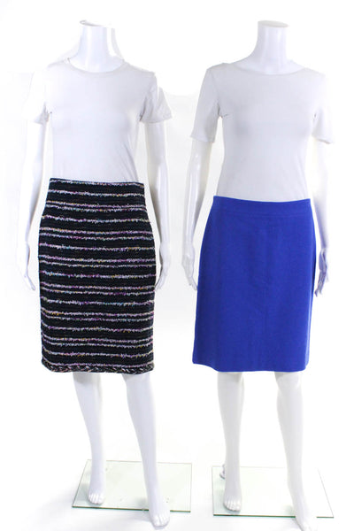 J Crew Womens Striped Textured Back Zip Straight Pencil Skirt Blue Size 6 Lot 2