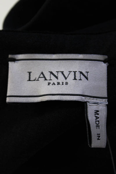 Lanvin Womens Lace Grommet Round Neck Short Sleeve Shift Dress Black Size t38 8