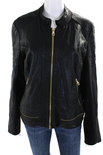Sam Edelman Women's Full Zip Lined Moto Jacket Black Size L