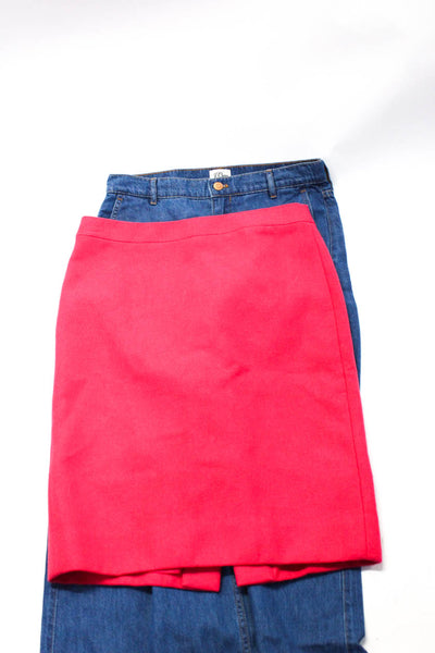 J Crew Womens Wool Back Zipped Button Wide Leg Skirt Jeans Pink Size 28 6 Lot 2