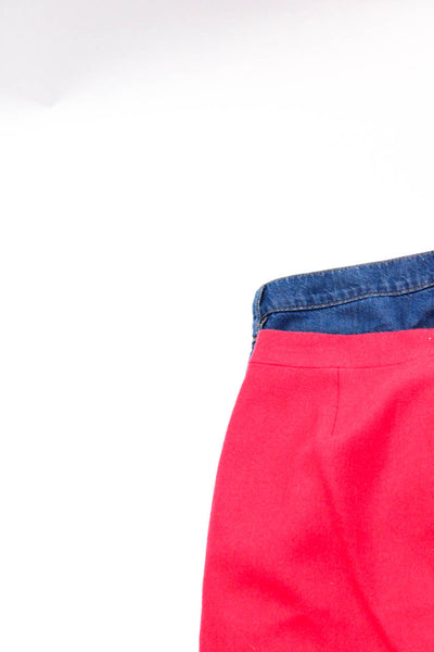 J Crew Womens Wool Back Zipped Button Wide Leg Skirt Jeans Pink Size 28 6 Lot 2