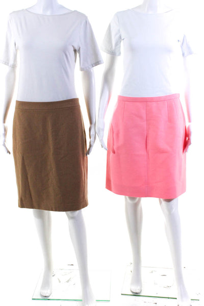 J Crew Womens Wool Zip Pencil Straight Knee-Length Skirts Pink Size 6 10 Lot 2