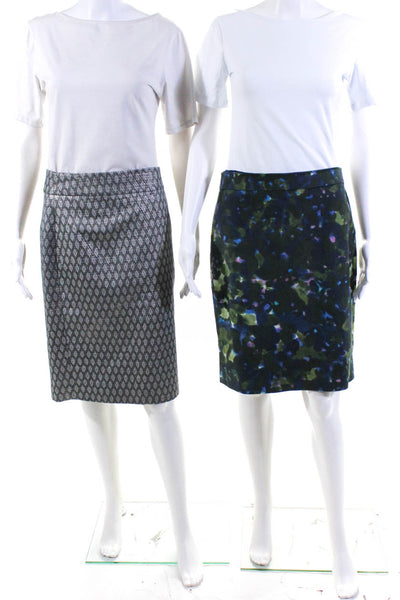J Crew Womens Wool Abstract Spotted Zip Metallic Midi Skirts Gray Size 4 Lot 2