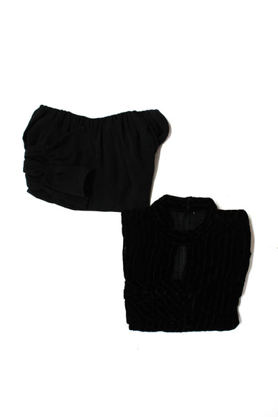 T Bags Los Angeles Frame Womens Striped Cold Shoulder Blouse Black Size L Lot 2