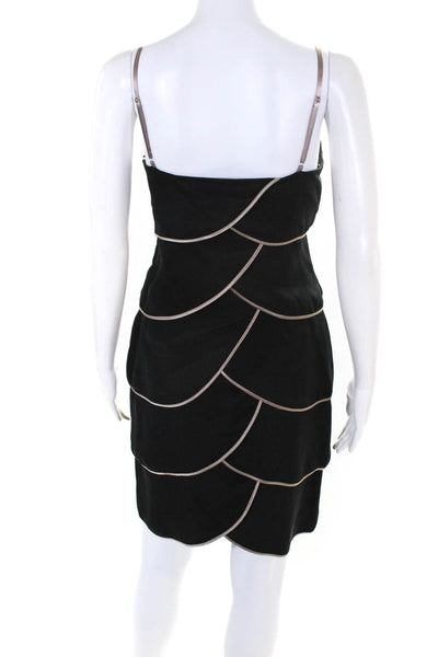 Jay Godfrey Womens Black Layered Scoop Neck Sleeveless Shift Dress Size 6
