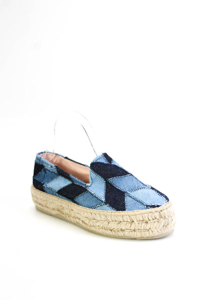 Manebi Womens Colorblock Patchwork Espadrille Slip-On Shoes Blue Size EUR39