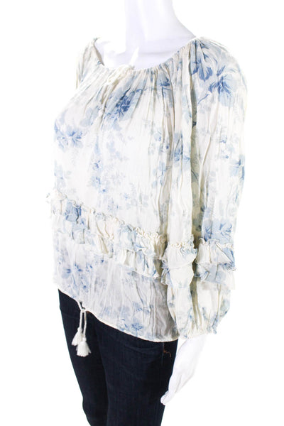 Denim & Supply By Ralph Lauren Womens Blue Cotton Ruffle Blouse Top Size M