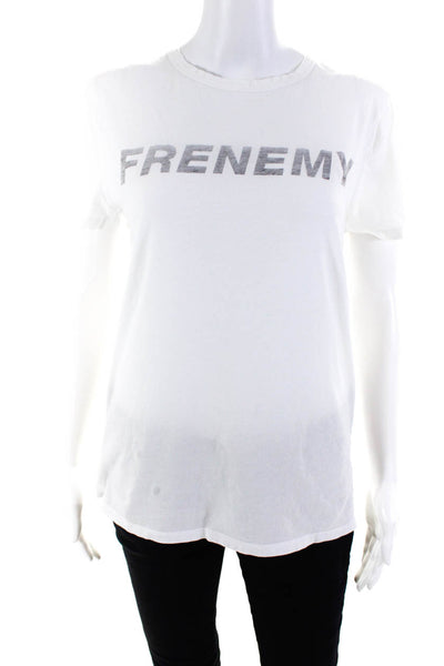 Karssen Zoe Karssen Womens Frenemy Graphic Short Sleeve Tee Shirt White Small