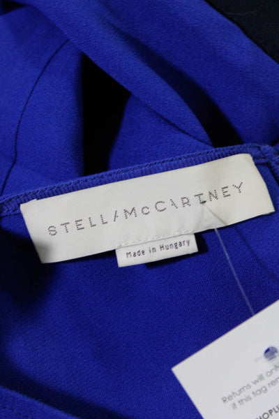 Stella McCartney Womens Crew Neck Sleeveless Satin Ruffle Sheath Dress Blue FR40