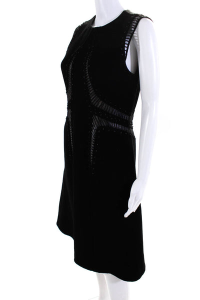 Ralph Rucci Womens Crepe Lace Up Detail Sleeveless A-Line Dress Black Size 8