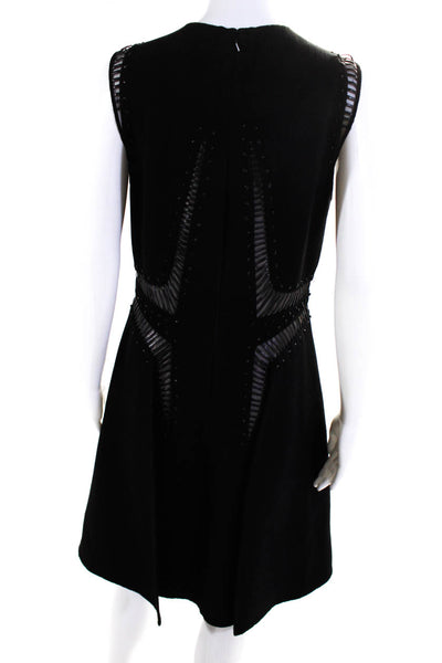 Ralph Rucci Womens Crepe Lace Up Detail Sleeveless A-Line Dress Black Size 8