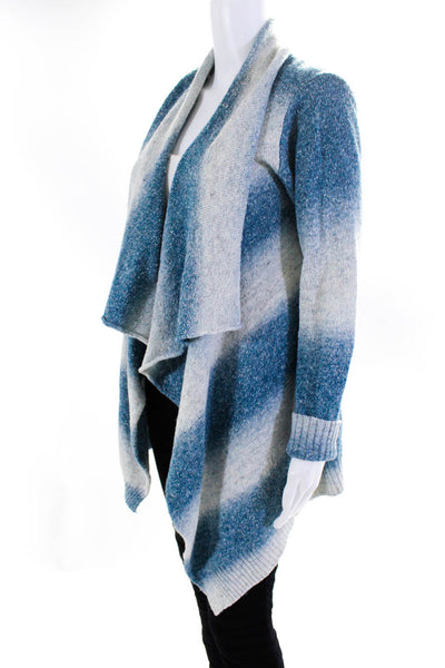 La Fee Verte Womens Long Waterfall Cardigan Sweater Blue White Size XS/S