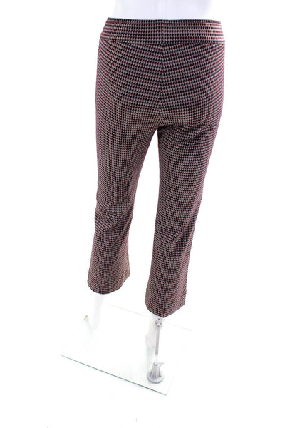 Avenue Montaigne Womens Mid Rise Ponte Houndstooth Pants Ivory Red Navy Size 0