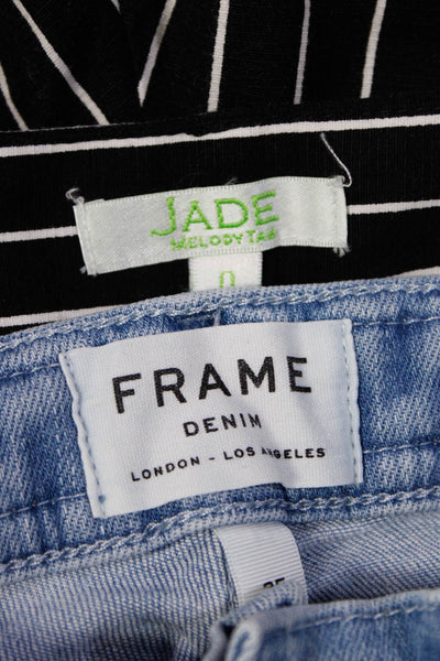 Frame Jade Melody Tam Womens Braided Denim Pinstripe Shorts Size 0 25 Lot 2