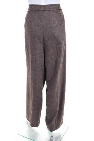 Lafayette 148 New York Womens Wool Striped Print Pleated Trousers Brown  Size 16