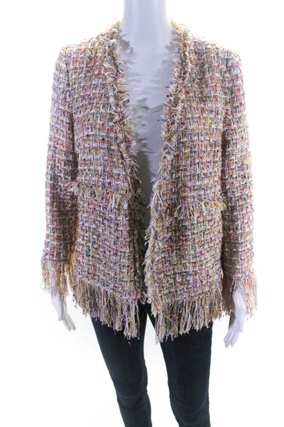 Elliatt Womens Tweed Open Front Jacket Multi Colored Size Medium