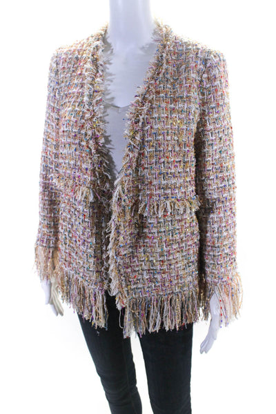 Elliatt Womens Tweed Open Front Jacket Multi Colored Size Medium