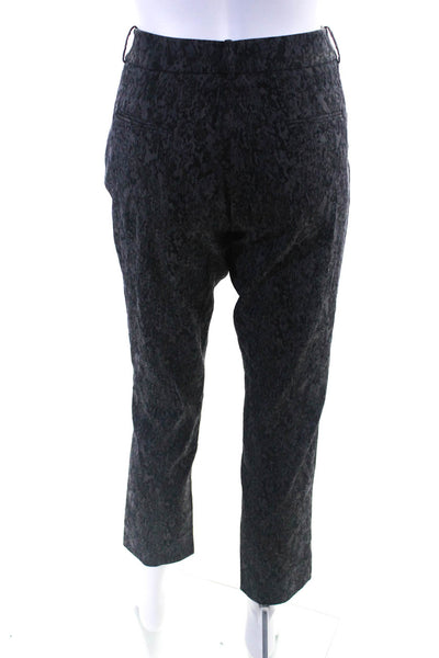Lela Rose Womens Abstract Print Slim Leg Pants Gray Black Cotton Size 6