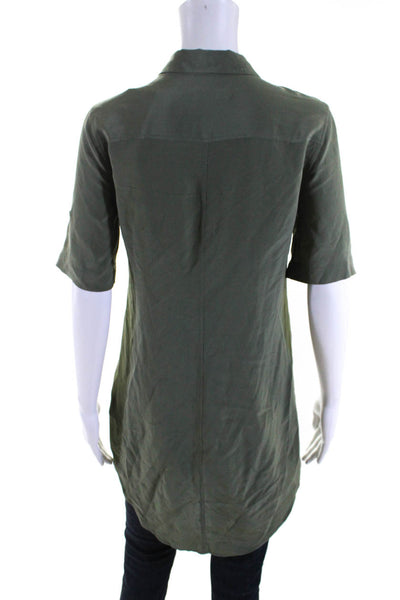 Equipment Femme Womens 100% Silk Button Down Short Sleeved Top Green Size XS