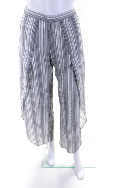 Drew Womens Gray Cotton Striped High Rise Slit Straight Leg Pants Size XS
