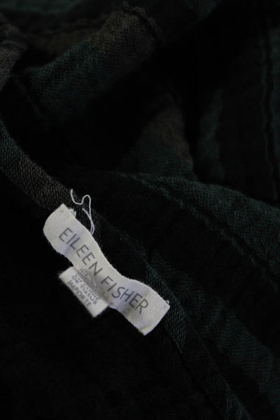 Eileen Fisher Women's Cotton Sleeveless V-Neck Stripped Tank Top  Green Size S
