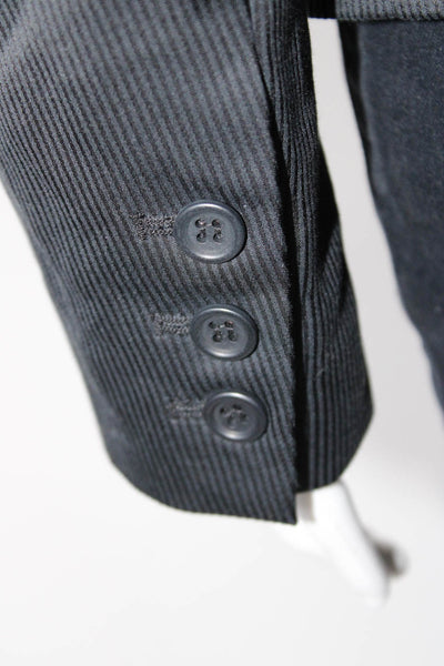 Theory Womens Striped Two Button Blazer Jacket Black Cotton Size 0