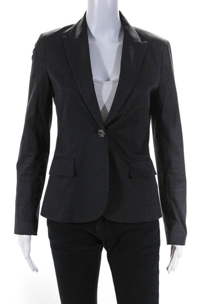 Theory Womens Single Button Gabe B Blazer Jacket Black Cotton Size 4