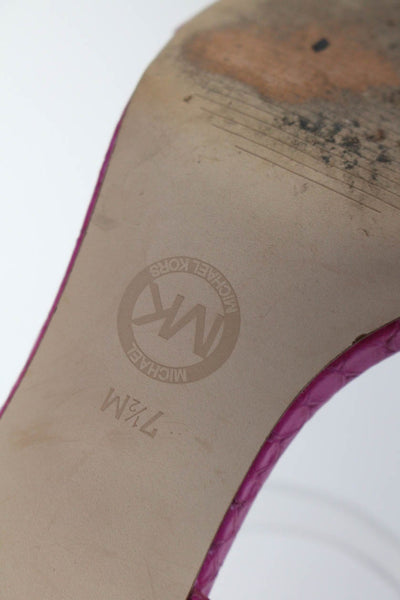 Michael Michael Kors Womens Pink Reptile Skin Print Sandals Shoes Size 7.5M