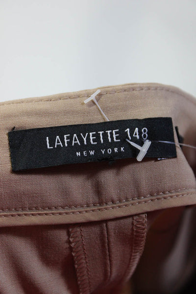 Lafayette 148 New York Women's Mid Rise Pleated Linen Wide Leg Pants Brown M