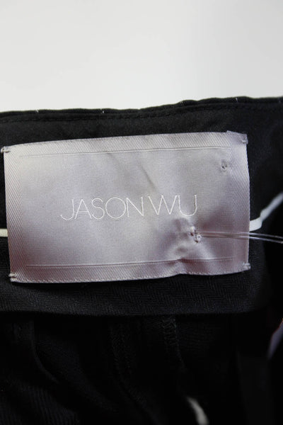 Jason Wu Women's Mid Rise Stripped Wide Leg Dress Pants Black Size 8