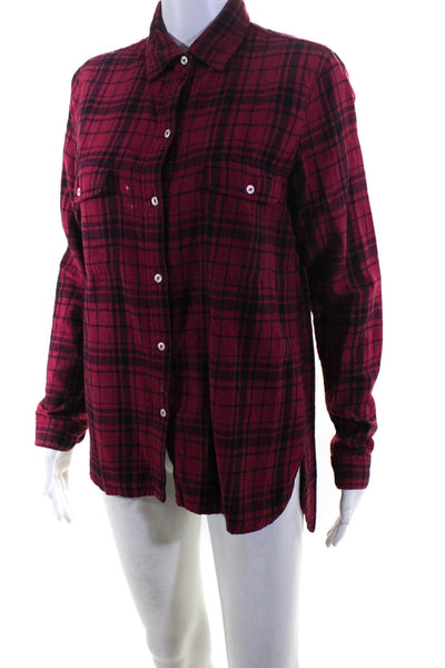Sundry Women's Plaid Long Sleeve Collared Button Down T-Shirt Dress Red Size 1