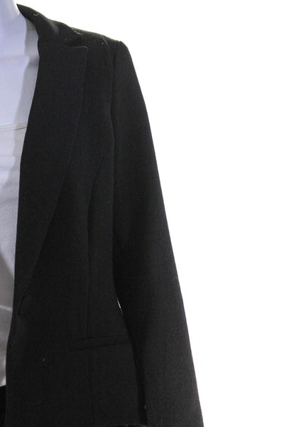 Drew Women's Long Sleeve Collared One Button Mid Length Blazer Jacket Black S