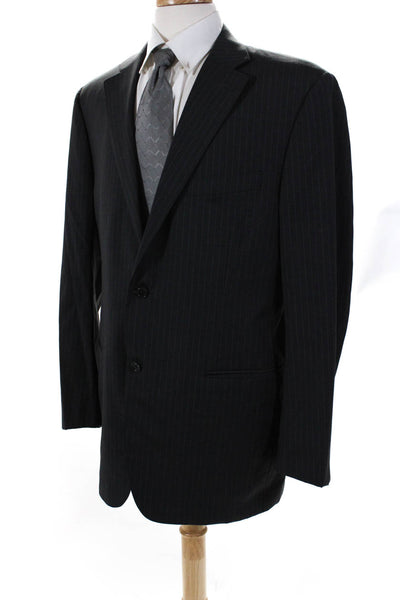 Canali Mens 100% Wool Pinstripe Two Button Blazer Suit Jacket Gray Size 38